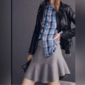 Madewell Gray ATELIER SKIRT Felted Wool Blend Rounded Hem Flare Flounced Sz. 2